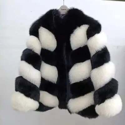 Color Pattern Real Fox Fur Coats