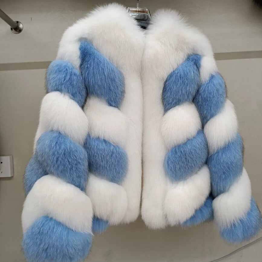 Color Pattern Real Fox Fur Coats