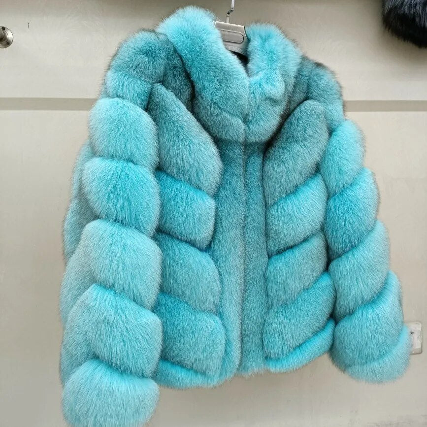 Color Pattern Real Fox Fur Coats