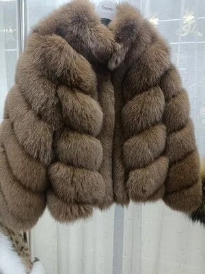 Color Pattern Real Fox Fur Coats