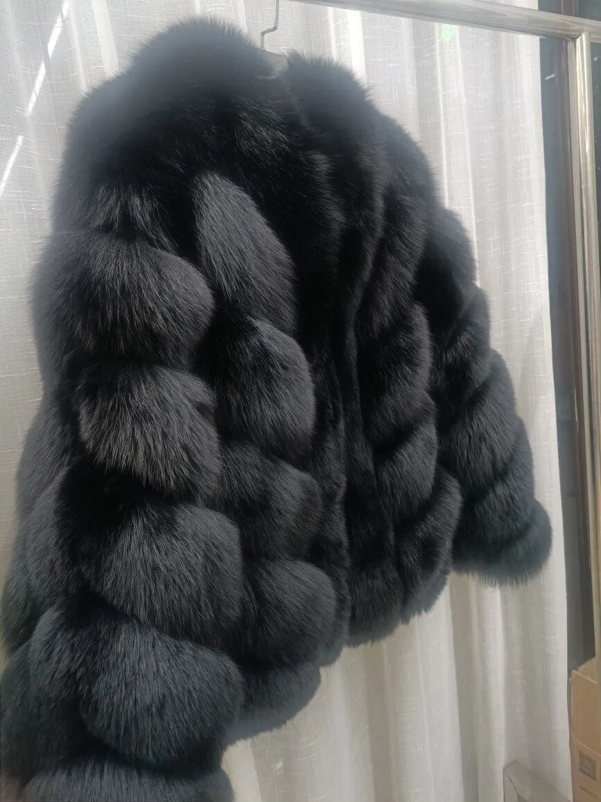 Color Pattern Real Fox Fur Coats