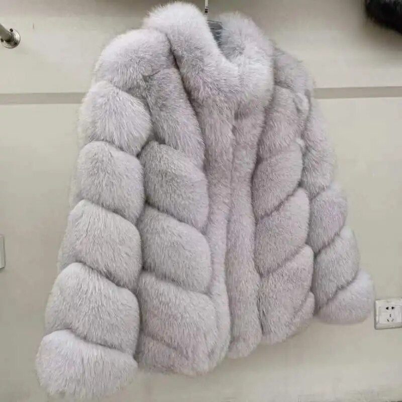 Color Pattern Real Fox Fur Coats