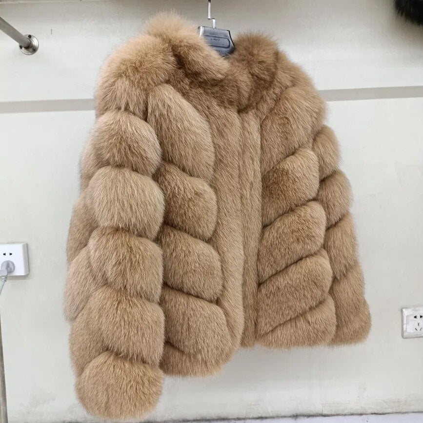 Color Pattern Real Fox Fur Coats