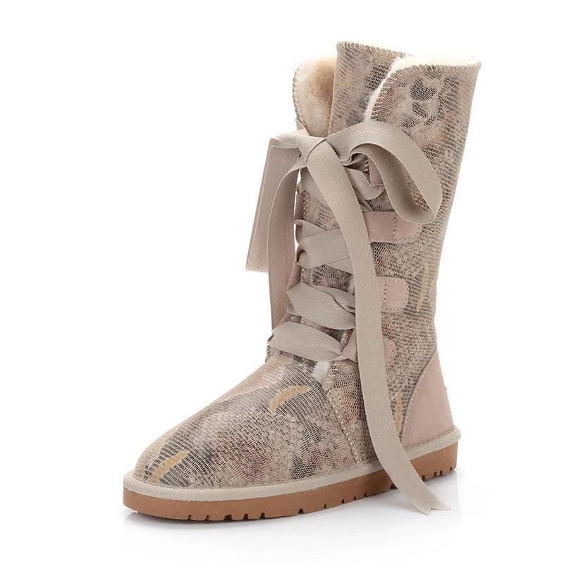 Snakeskin Genuine Leather High Boots