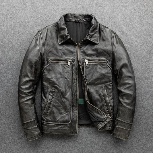 Genuine Leather Vintage Style Zipper Jackets