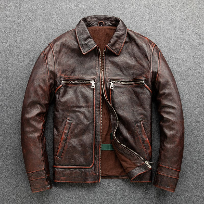 Genuine Leather Vintage Style Zipper Jackets