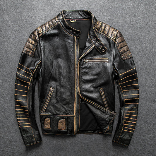 Genuine Leather Vintage Style Moto Jacket