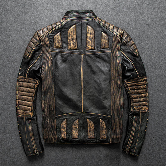 Genuine Leather Vintage Style Moto Jacket