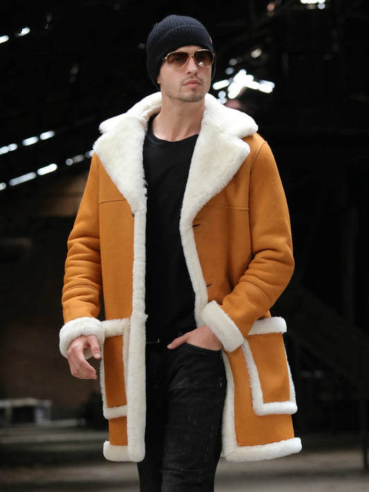 Genuine Leather Coat Shearling Liner Long