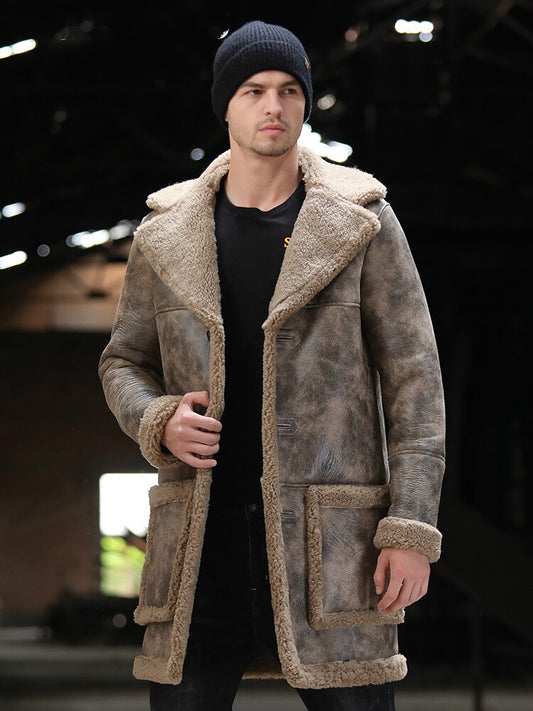 Genuine Leather Coat Shearling Liner Long