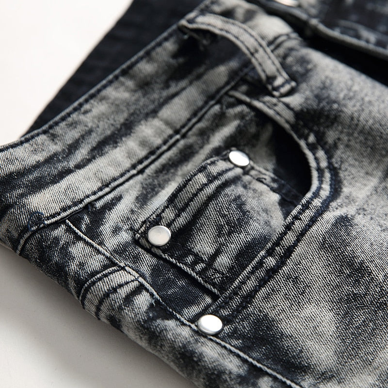 Gray Wave Straight Denim Jeans