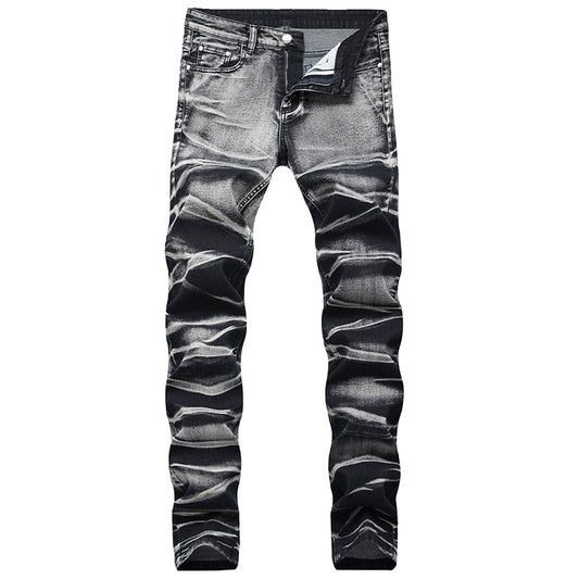 Gray Wave Straight Denim Jeans