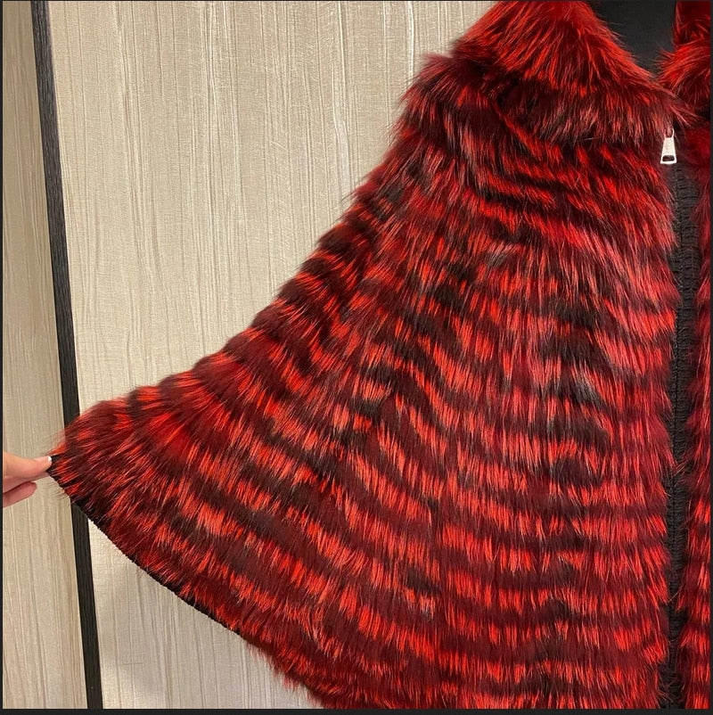 Real Fur Knitted Batwing Sleeve Shawls