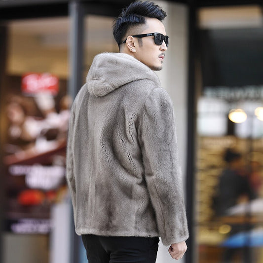Real Mink Fur Coat With Hood