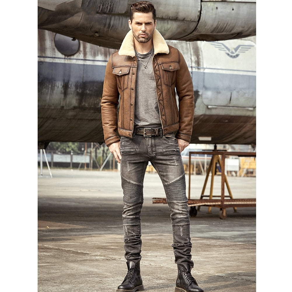 Genuine Leather Shearling B3 Aviator Bomber