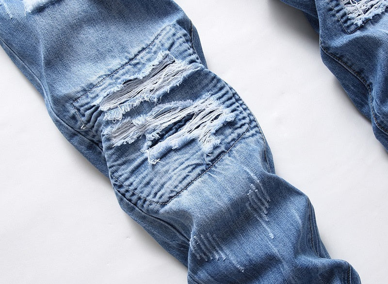 Assortment of 3 Blue Ripped Moto Straight Jeans