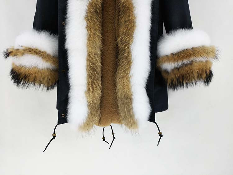 Real Fox Fur Big Collar Cuffs Parka Coats (Multi-Styles/Colors)