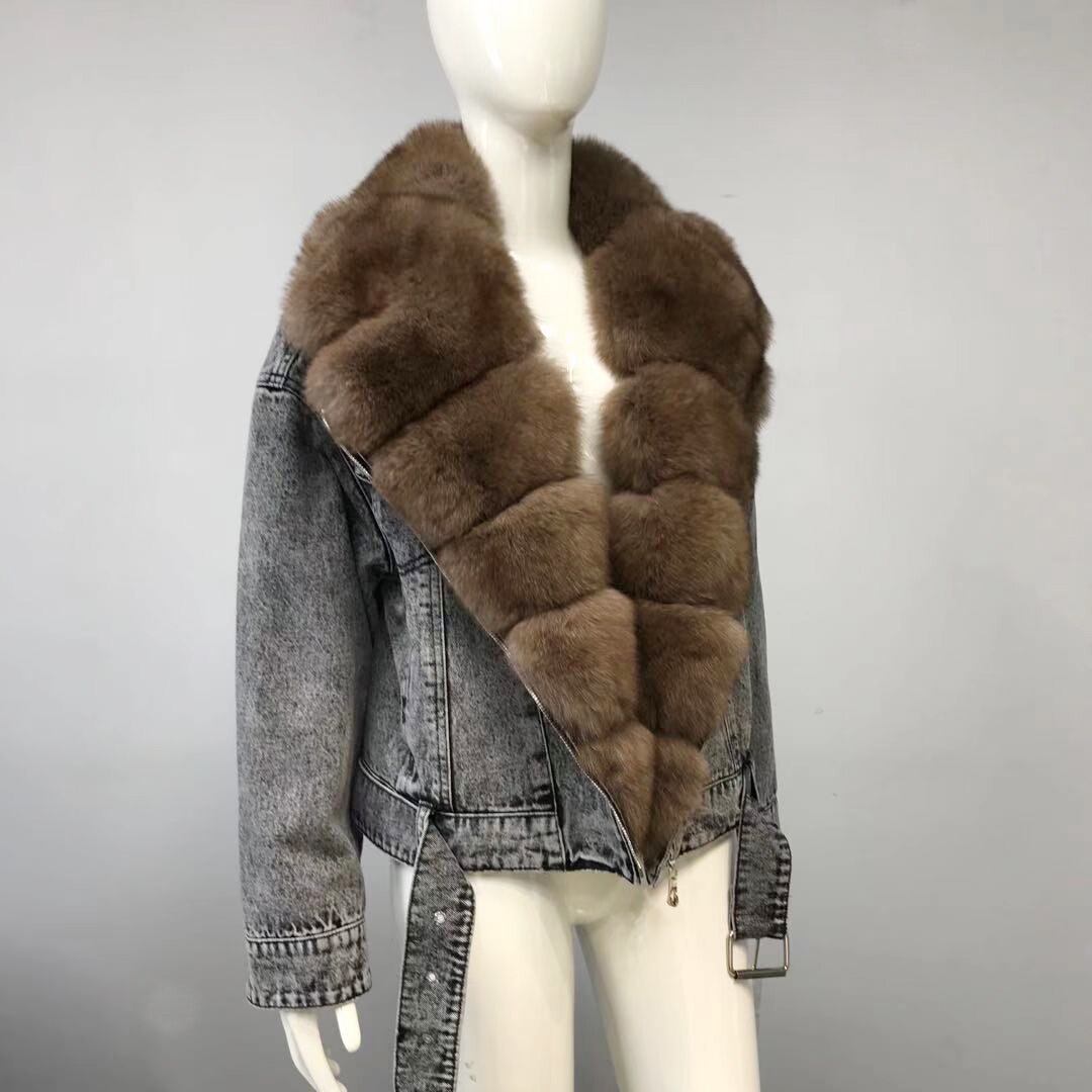 Denim Jackets Real Fur Collar