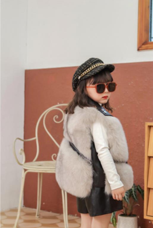 Real Natural Fox Fur Moto Vest For Girls