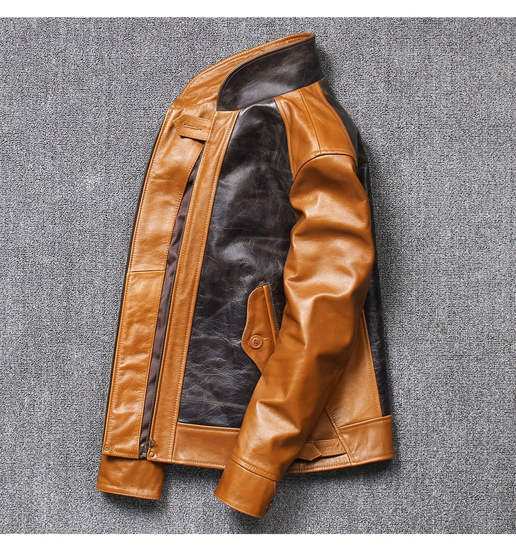 Genuine Leather Jackets Vintage Two-Tone