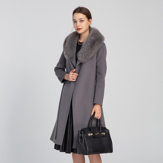 Real Wool Real Fox Fur Collar Long Coats