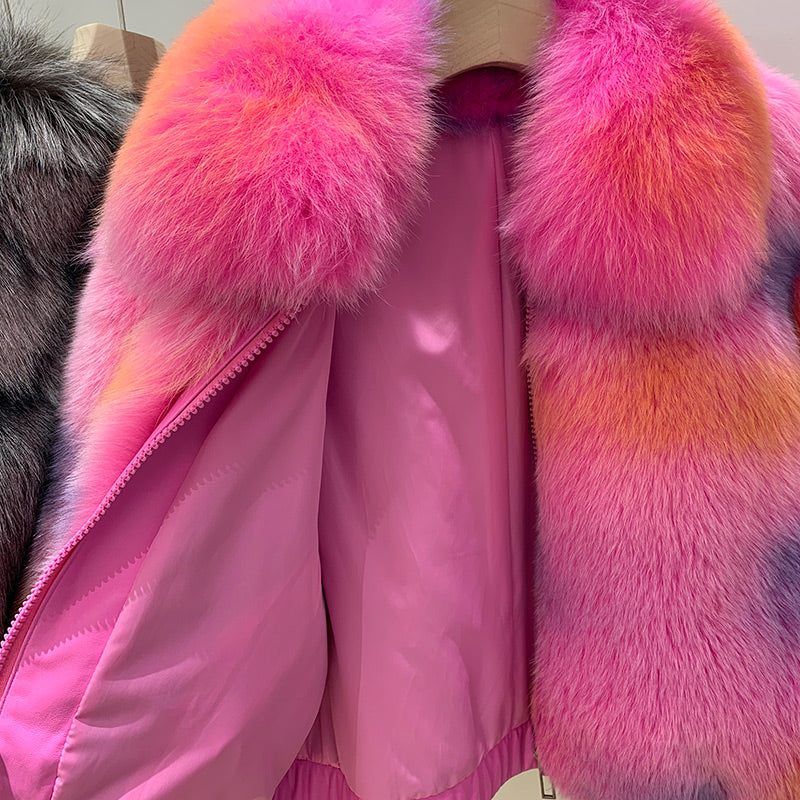 Neon Genuine Fox Fur Short Coats