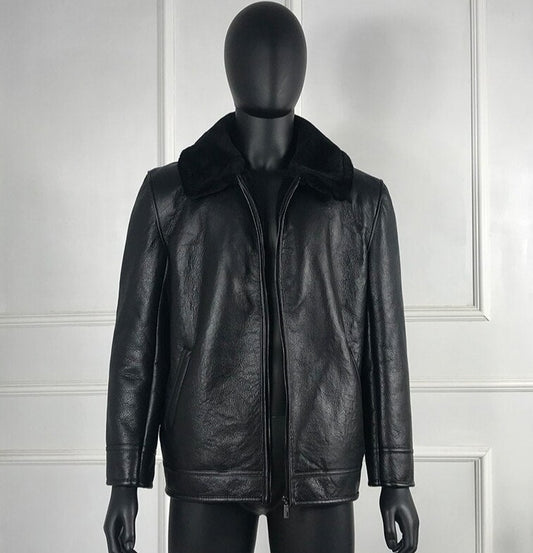 Black Genuine Leather Coats Real Fur Liner