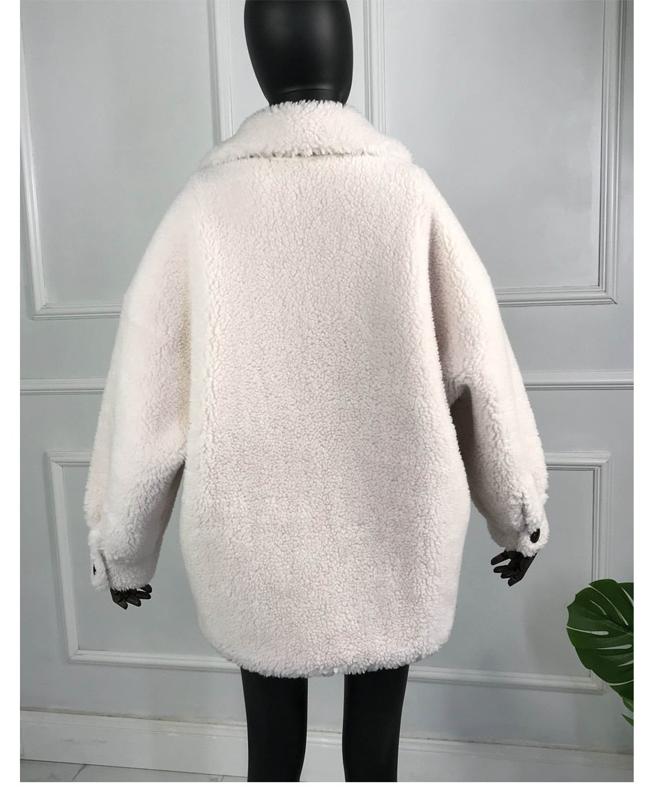 Teddy Bear Shearling Merino Sheep Fur Short Coats