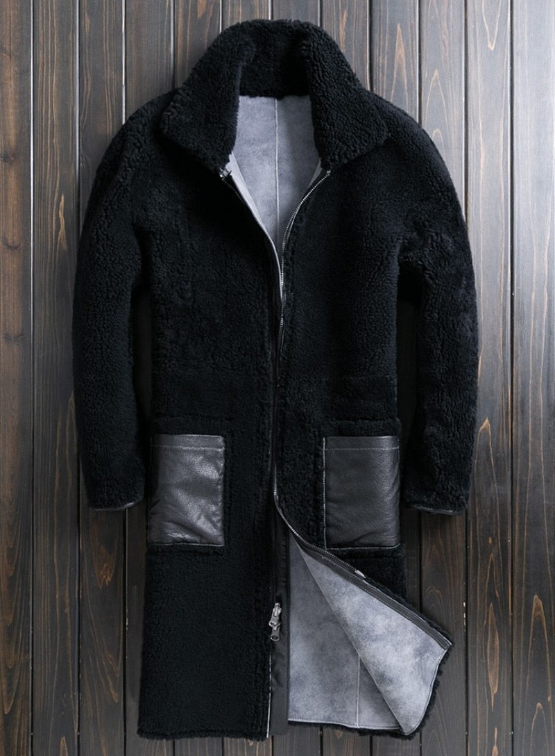 Genuine Leather Reversible Real Shearling Overcoat