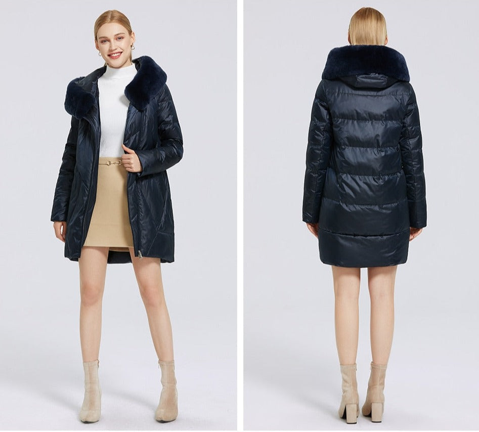 Windproof Cotton Long Puffer Jackets Real Fur Parkas