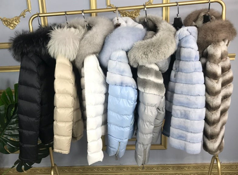 Real Rex Rabbit Fur Bubble Down Coats