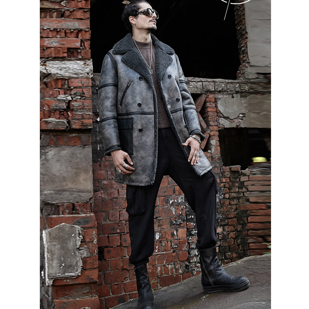 Genuine Leather Shearling Long Coat