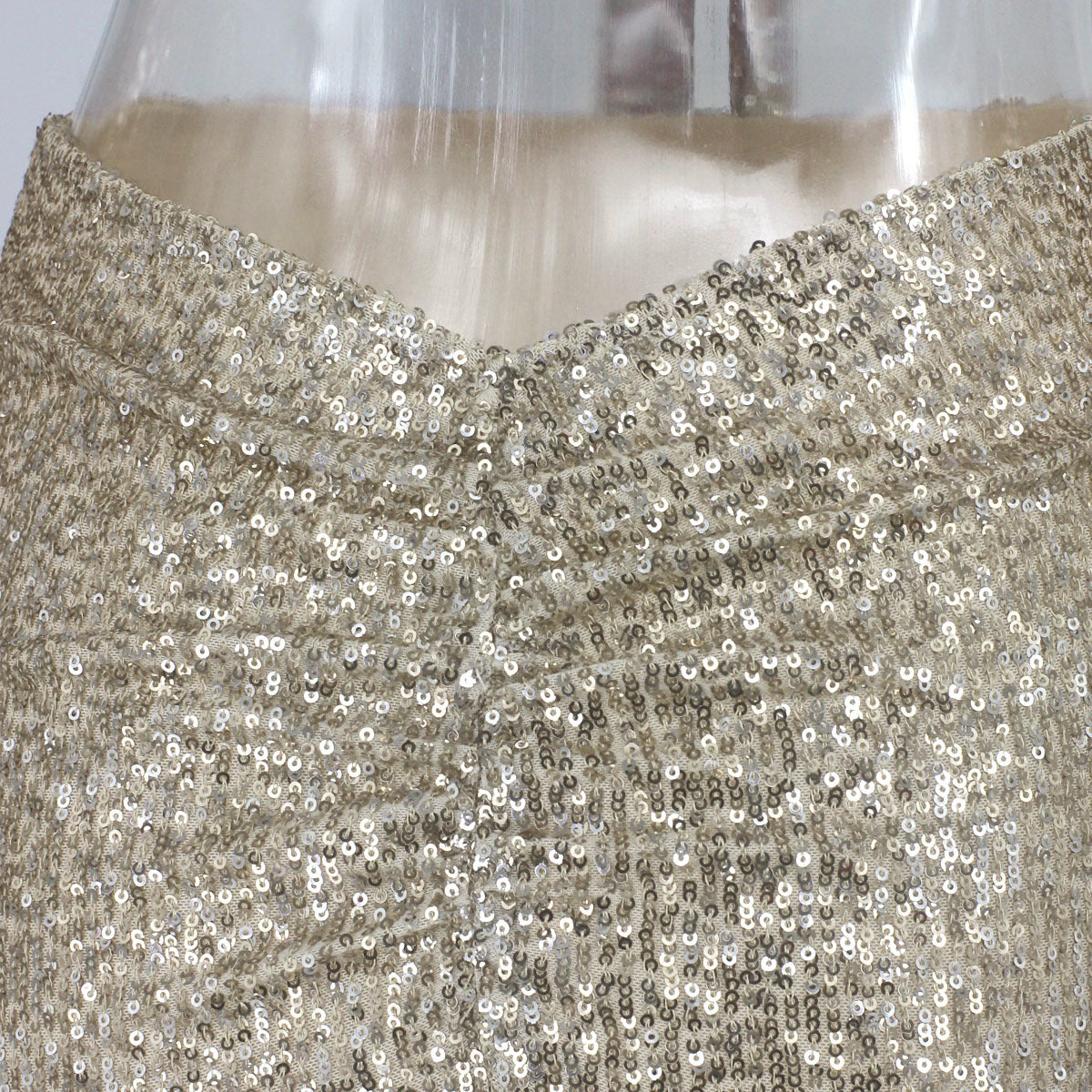 Gold Sequin Bow Off Shoulder Long Sleeve Crop and Mini Skirt