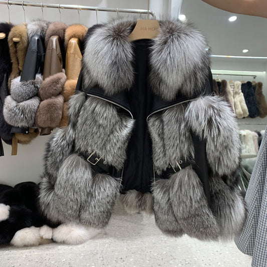 Genuine Leather Real Fur Pattern Coats