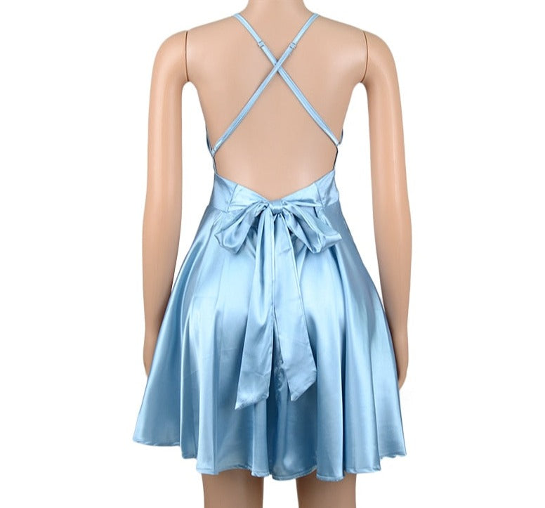 Satin Sleeveless Mini Dresses