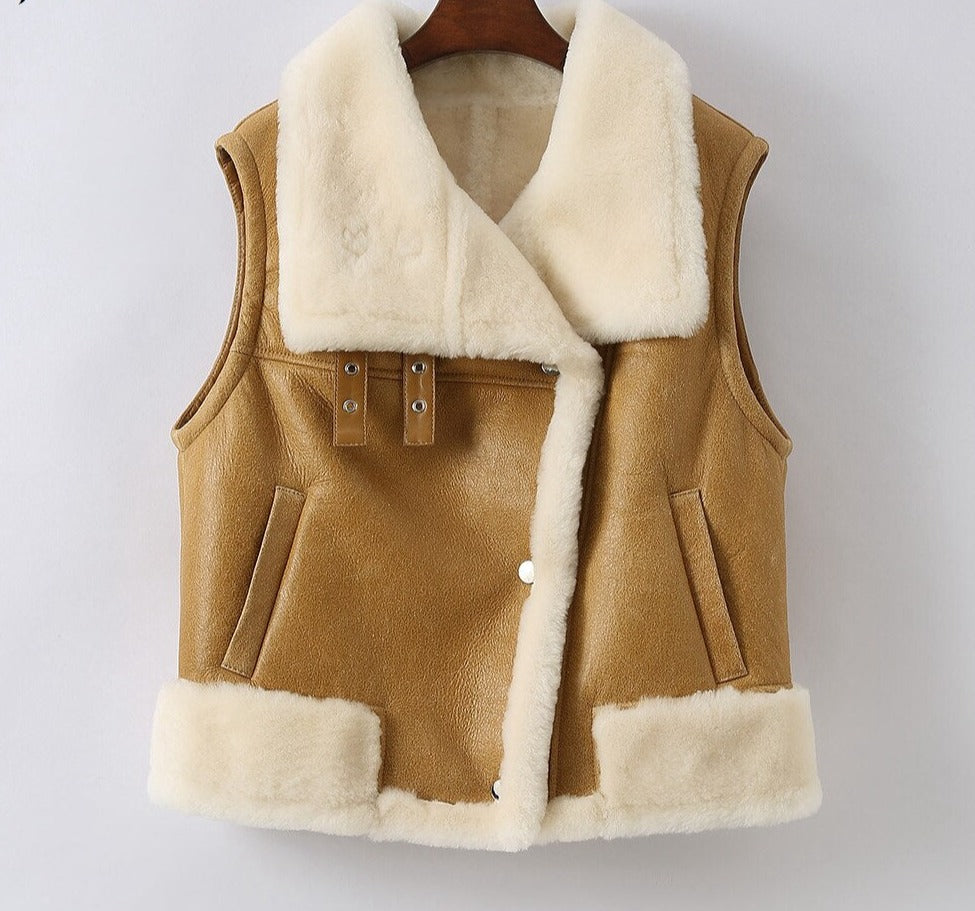 Genuine Leather Real Shearling Fur Vests