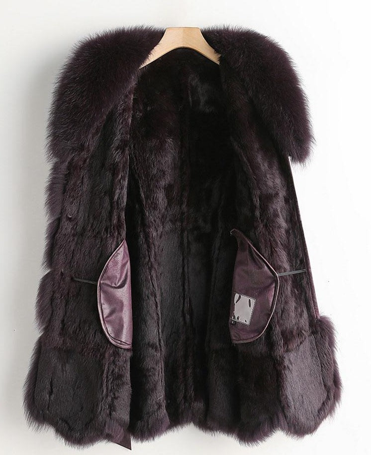 Genuine Leather Real Rabbit & Fox Fur Long Coats