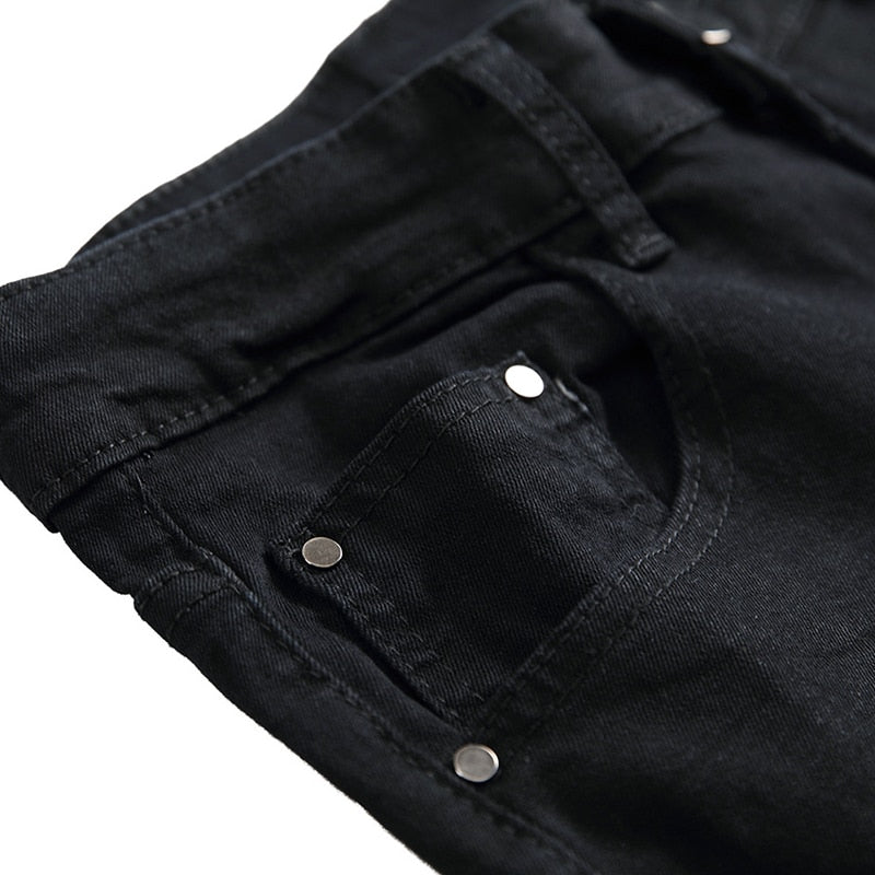 Straight Multi Hole Distressed Denim Jeans