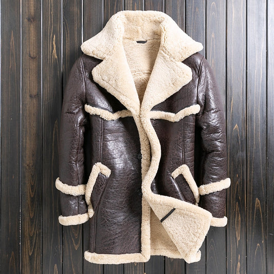 Genuine Leather Loose Lamb Wool Long Coats