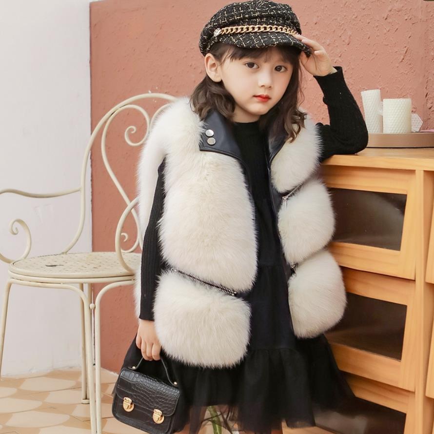 Real Natural Fox Fur Moto Vest For Girls