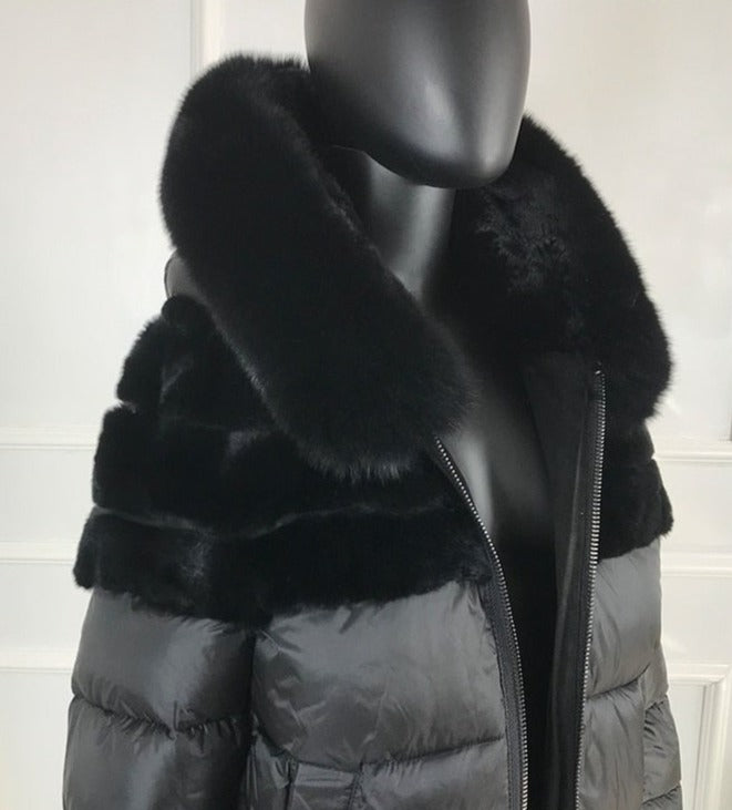 Rabbit Fur & Fox Fur Parka Down Bubble Coats