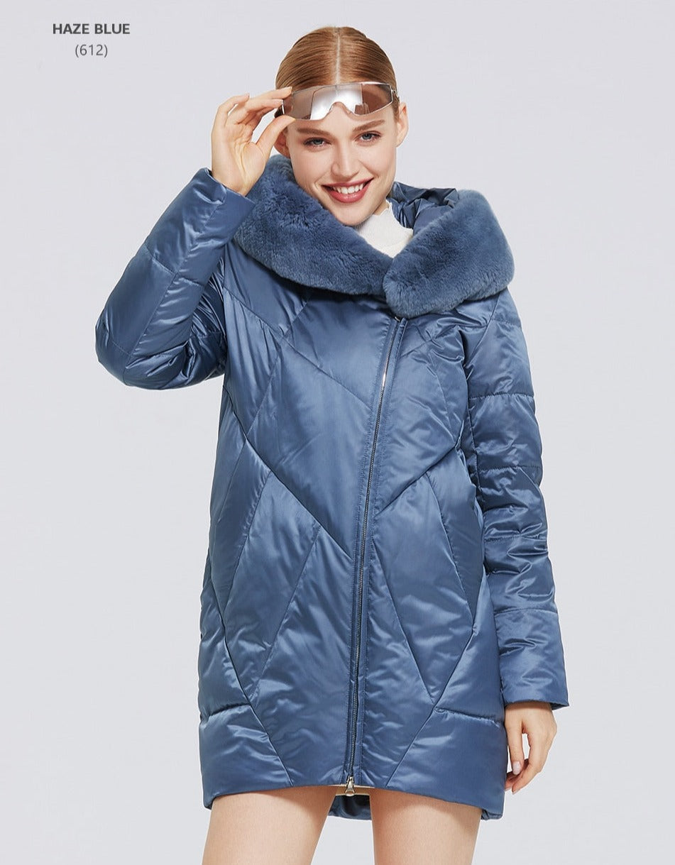 Windproof Cotton Long Puffer Jackets Real Fur Parkas