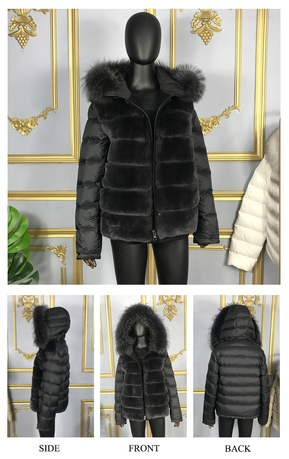 Real Rex Rabbit Fur Bubble Down Coats