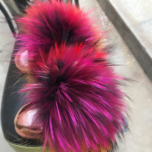 Kids Fur Slippers With Straps Open-toe Sandals