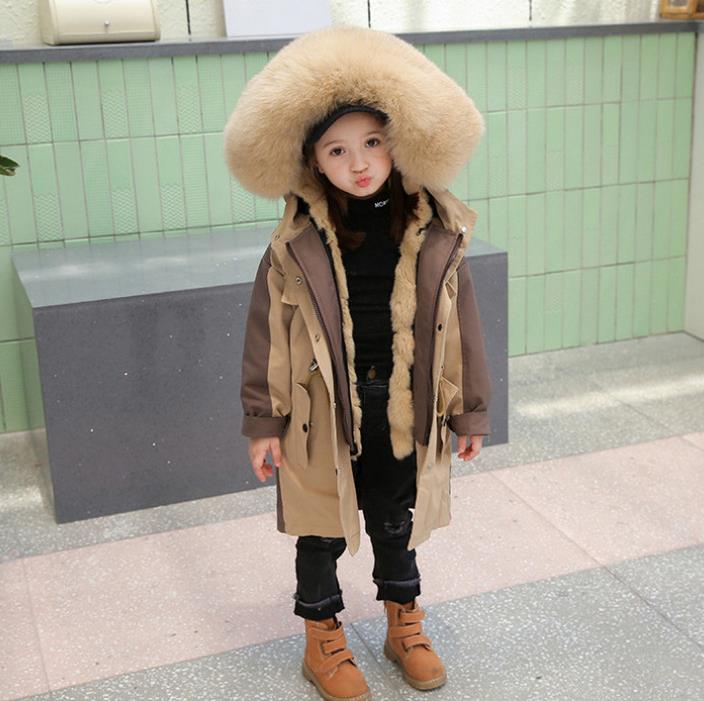 Children Fur Coat Real Natural Fur Liner Fur Parka