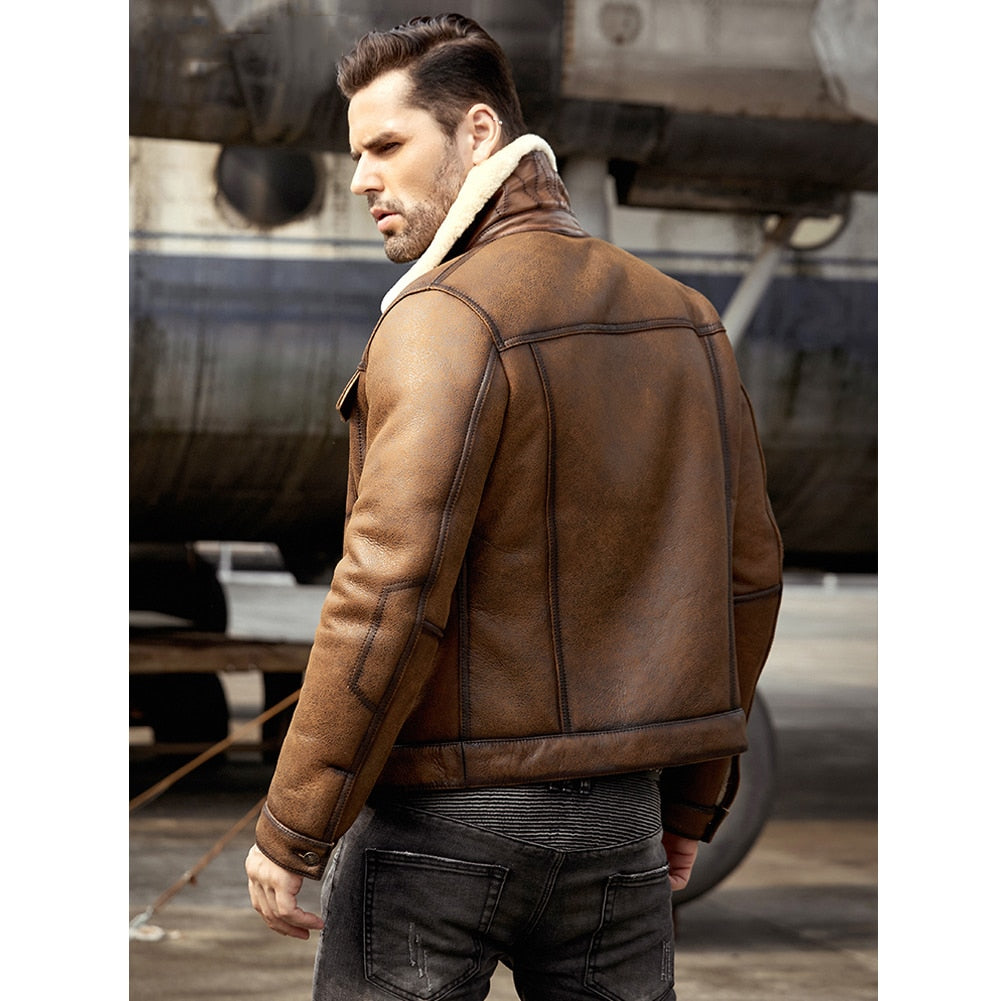 Genuine Leather Shearling B3 Aviator Bomber