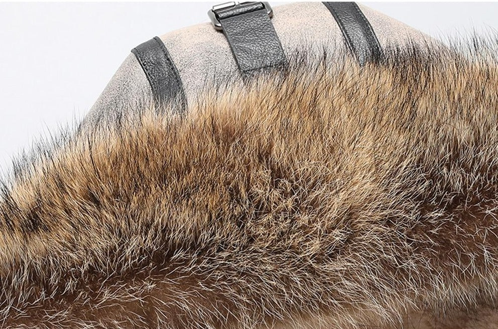 Genuine Leather Shearling Hooded Fur Coats