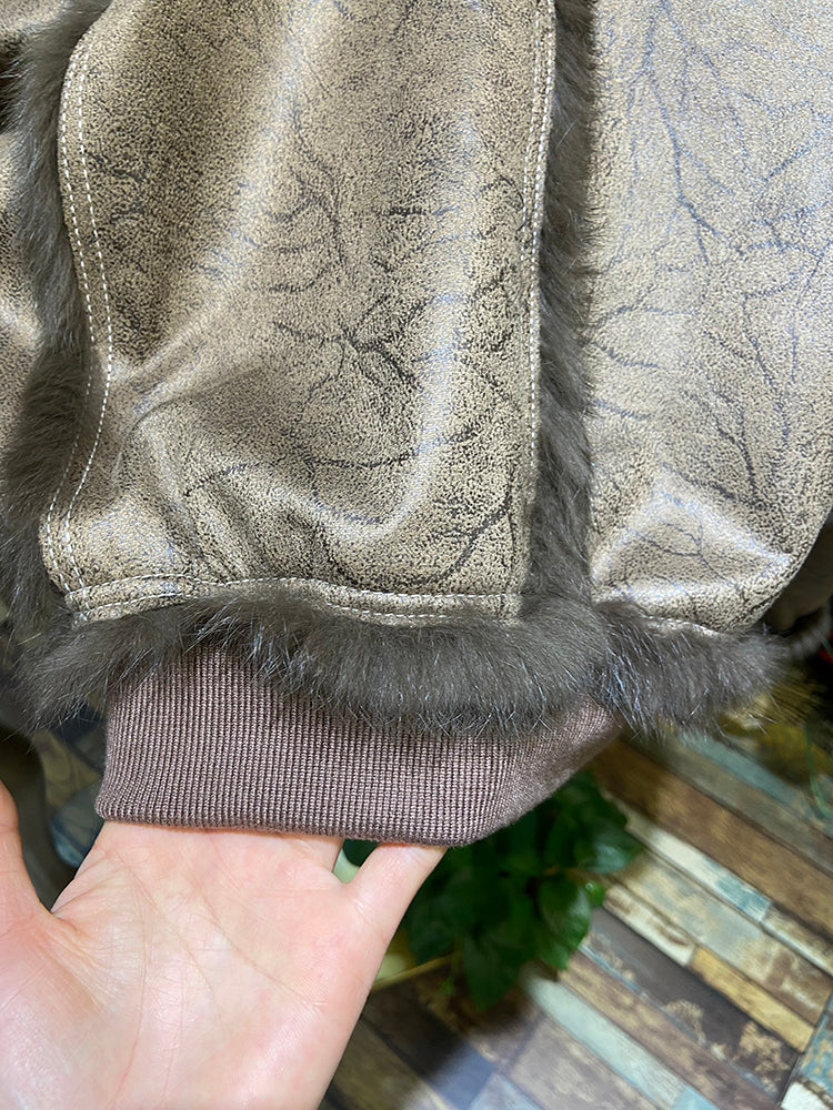 Genuine Rabbit Fur Liner & Curly Lamb Fur Collar Jackets