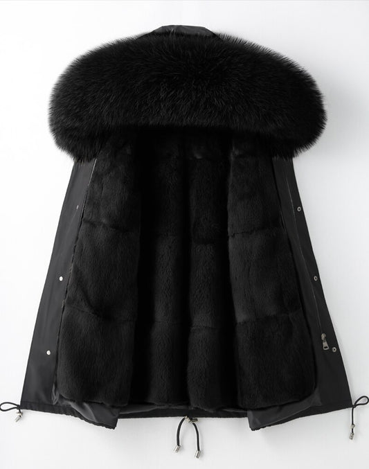 Waterproof Coats Real Mink Fur Liner Big Fox Fur Parka