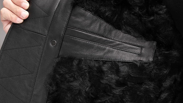 Genuine Leather Hooded Shearing Lining Coat